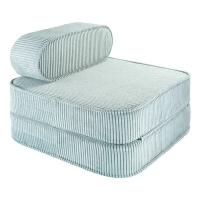 Fotoliu de copii verde mentă cu tapițerie din catifea reiată Flip – Wigiwama
