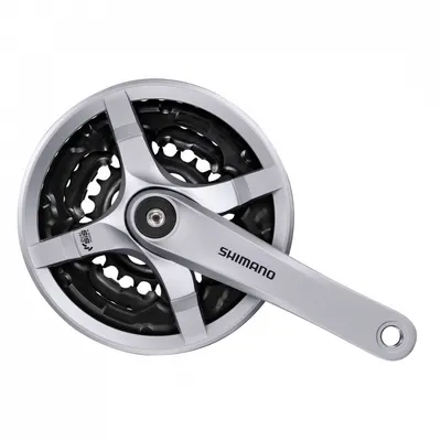 Angrenaj Pedalier Shimano Tourney Fc-Ty501, 42X34X24T, Brat 175Mm, Pt. 6 7 8 Vit. Pe Spate, Cg, Suruburi De Fixare, Argintiu, Ambalat Ind.