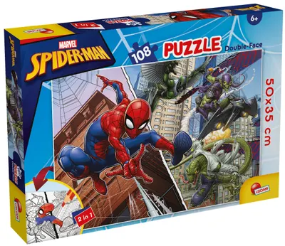 Puzzle cu două fețe Lisciani de colorat din 108 piese - Omul Păianjen