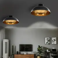 Gossi lustre, 2 buc., negru si auriu, semisferic, e27