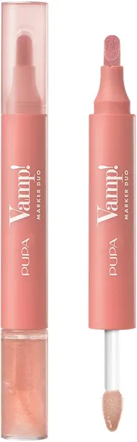 Pupa Vamp! Creion și luciu de buze 2 în 1, 002 Frozen Rose, 4 ml