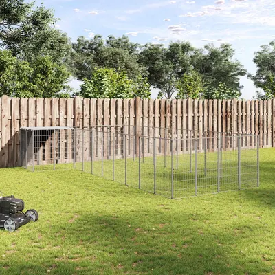 vidaXL Padoc pentru câini, argintiu, 13,31 m², oțel