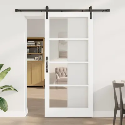 vidaXL Ușă glisantă ORKDAL Alb și negru 93 x 202 cm