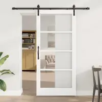 vidaXL Ușă glisantă ORKDAL Alb și negru 93 x 202 cm