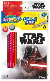 Creioane colorate triunghiulare Colorino Marvel Star Wars 12 culori + 1 (cu ascutitoare)