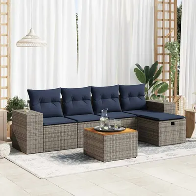 Gossi set mobilier gradina cu perne, 6 piese, gri, poliratan
