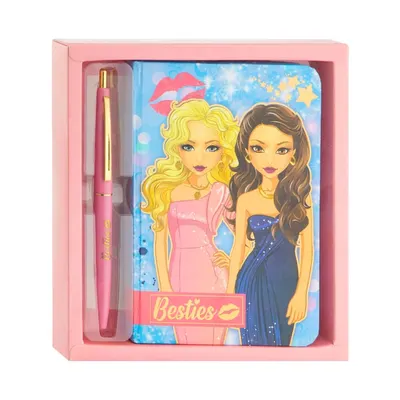 Set jurnal cu pix, Besties, 15 x 10.5 cm, culoarea roz