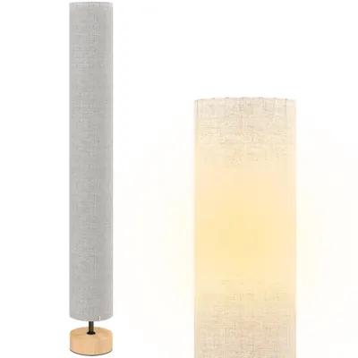 HOMCOM Lampadare de podea pentru living cu abajur din in, comutator de picior, 2 x dulie E27, 120 cm, gri | Aosom Romania