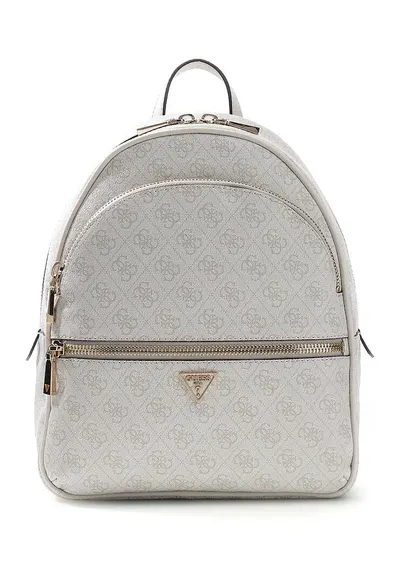 Rucsac din piele ecologica cu model monograma Manhattan II - Gri deschis