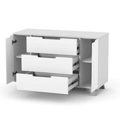 Comoda pentru copii cu 3 sertare, model 1200, colectia Manhattan, alb-gri