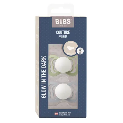 Set 2 suzete Bibs fosforencente Couture Glow Silicon tetina anatomica 6 luni + SageCloud