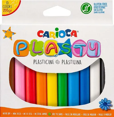 Set plastilină Carioca Plasty - 10 culori, 200 g