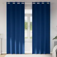 vidaXL Perdele Opaque cu Inel 2 buc. Albastru închis 225 x 140 cm