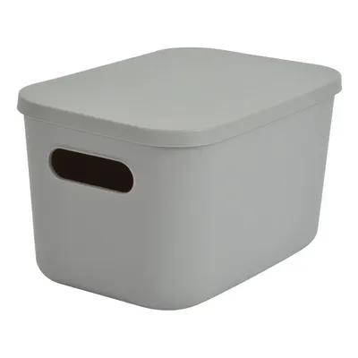 Cutie de depozitare gri din plastic cu capac 24,5x18x15 cm – Homéa