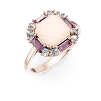 Inel geometric din aur roz cu pietre pretioase si semipretioase de 2.8ct