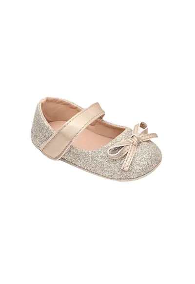 Pantofiori Cu Sclipici Si Fundita - Elegant - Fete - Auriu