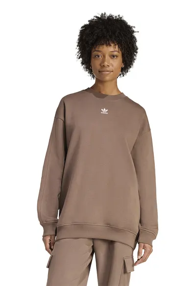 Bluza de trening supradimensionata cu captuseala calduroasa Essentials - Maro deschis
