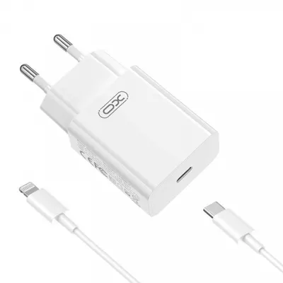 Incarcator Retea Cu Cablu Lightning XO Design L126, 20W, 3A, 1 x USB-C, Alb