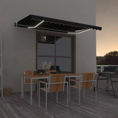 vidaXL Copertină automată cu LED & senzor vânt, antracit, 450x350 cm