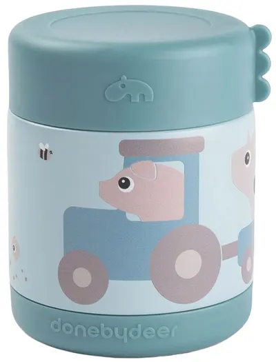 Termos pentru mâncare Done by Deer - Tiny farm, albastru, 300 ml