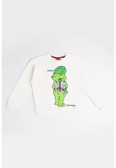 Bluza de trening din bumbac Sharks In The Rizz Bear - Verde lime/Crem