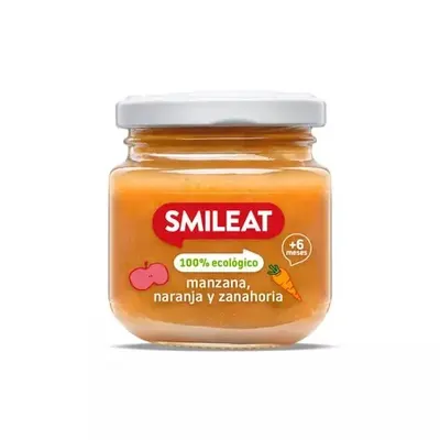 Piure Bio din mere, portocale si morcov +6 luni, 130 g – Smileat