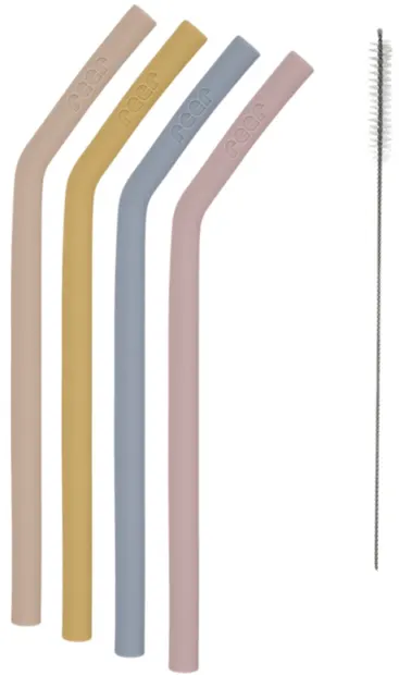 Set paie silicon cu perie Reer - Multicolor, 4 bucăți