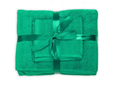 Set 3 prosoape din bumbac verde Somnart pentru fata, corp si maini