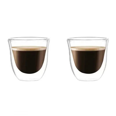 Set 2 pahare cafea, pereți dubli, sticlă borosilicată, 70 ml