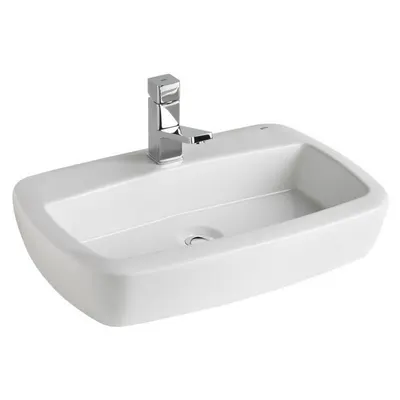 Lavoar pe blat alb 60 cm, cu orificiu baterie, Gala Eos