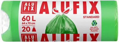 Saci de gunoi cu legături ALUFIX - 60 l, 20 buc., verzi