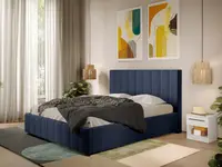 Pat Tapitat cu somiera fixa - Stofa Albastra - Dallas 180x200