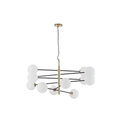 Lampa suspendata VITRA Satin Auriu & Negru Metal Alb Opal Sticla LED G9 12x5W 220V IP20 Fara bec