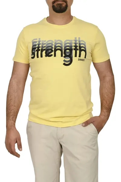 Tricou barbat cu imprimeu STRENGTH, galben (Marime tricou: M)