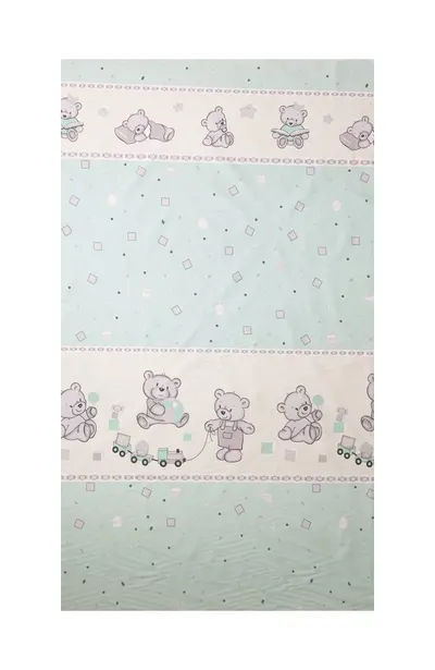 Set 2 cearceafuri din bumbac pentru saltea 120x60 cm Beberoyal BearsToys Turcoaz