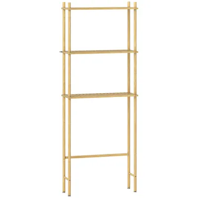 HOMCOM Raft pentru toaletă 3 niveluri, raft de baie economisitor de spațiu lemn natural 69 x 25,5 x 181 cm | Aosom Romania