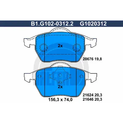 Set placute frana, frana disc GALFER B1.G102-0312.2