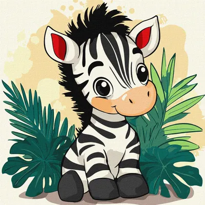 Set pentru pictură după numere Ideyka - Zebra veselă, 30 x 30 cm