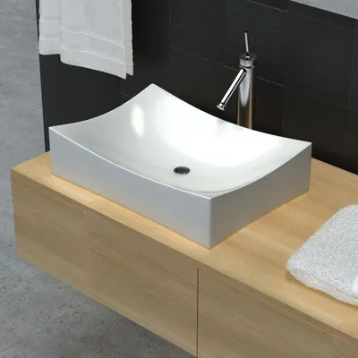 Chiuveta ceramica portelan pt. baie, design artistic, alb extralucios
