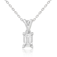 Lant cu pandantiv din aur alb cu diamant emerald de 0.4ct