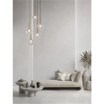 Lampa suspendata AMELIA Nisipiu Auriu & Sticla clara LED G9 5x5 Wat 230V IP20 Fara bec
