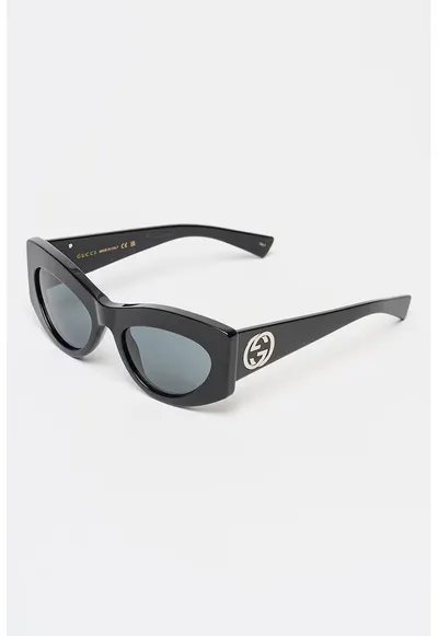 Ochelari de soare cat-eye cu logo - Negru/Argintiu
