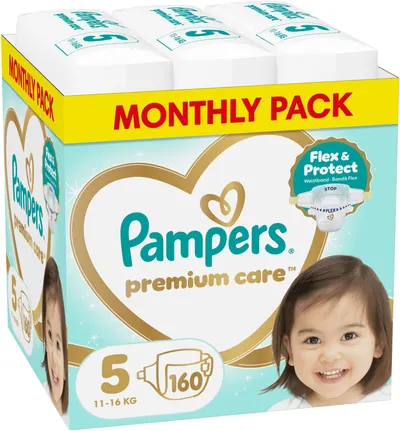 Scutece Pampers Premium Care - Mărimea 5, 11-16 kg, 160 buc