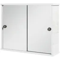 kleankin Dulap cu Oglindă de Perete cu Poliță Reglabilă și Ușă Glisantă Dublă pentru Lavoar 55x15x45 cm Alb Lucios | Aosom Romania
