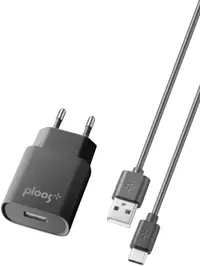 Încărcător Ploos - 6551, 2A, cablu USB-C, negru