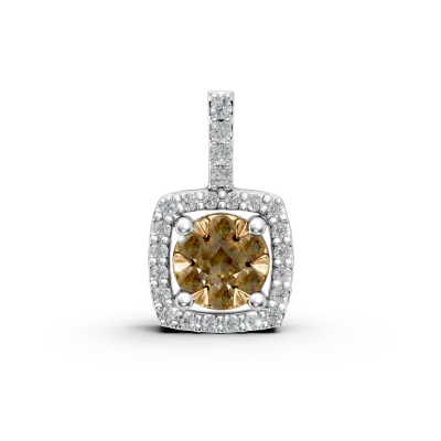 Pandantiv din aur alb-galben cu fancy diamonds de 0.161ct si diamante de 0.086ct