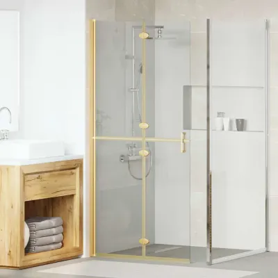 vidaXL Perete de duș Walk-In Auriu 90 x 6.5 x 190 cm
