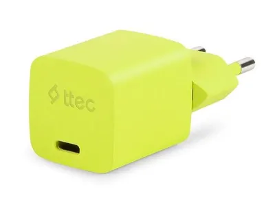 Încărcător ttec – GAN 20W, USB-C/USB-C, galben