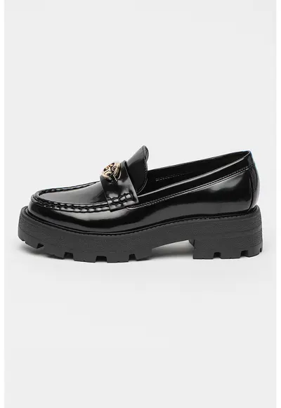Pantofi loafer cu logo - Negru
