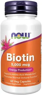 Supliment alimentar Now - Biotin, 5000 mcg, 60 capsule vegetale